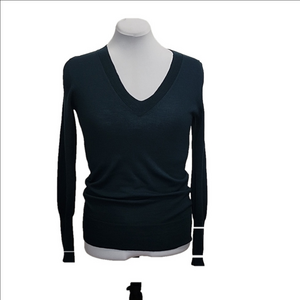 J. CREW 100% Extra fine Merino wool dark teal v-neck sweater